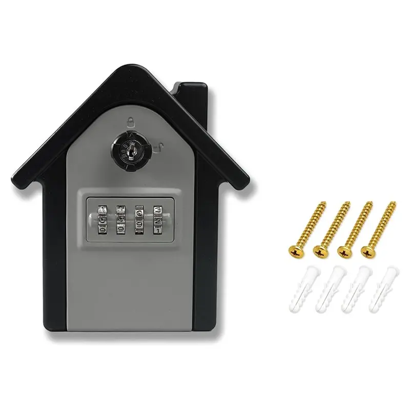 プッシュボタン式コードロック付きコンビネーションキーボックス、屋外用金属製デザインの壁掛け式キーセーフ、家の外観を美しくするためのもの