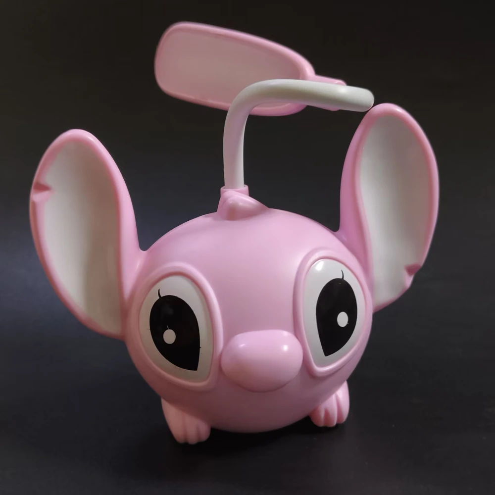 Urocza lampka biurkowa LED Lilo i Stitch z ładowaniem USB, ostrzałką do ołówków, ochrona oczu, lampka nocna, dekoracja pokoju, prezent urodzinowy