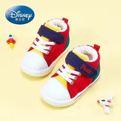 Winnie the Pooh Boys Girls Toddler Shoes Soft Bottom Plus Velvet Children's Shoes 2024 Winter Children's Shoes Baby Key Shoes