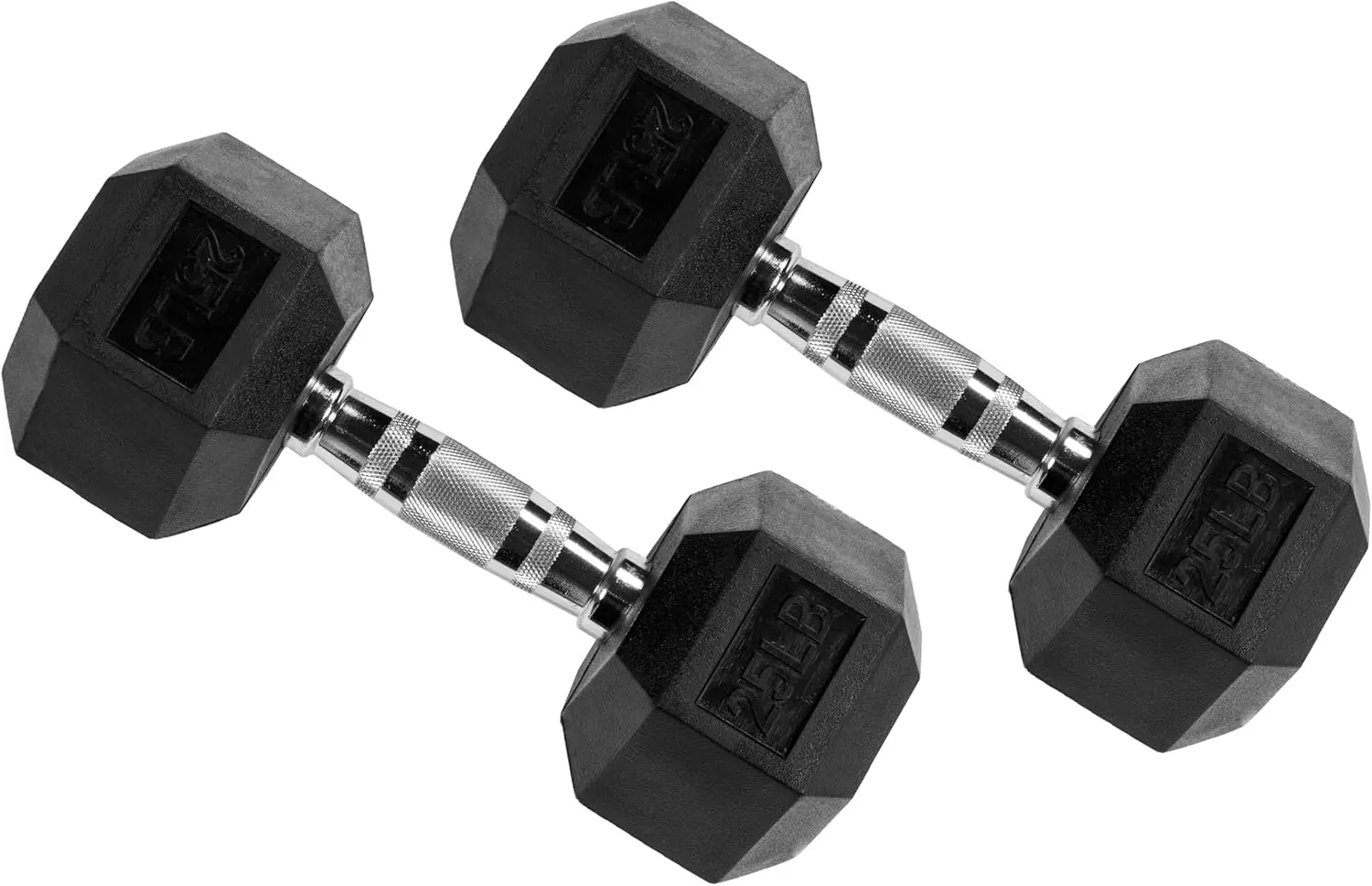 Encased Hex Dumbbell, Pairs，Solid metal chrome finish contoured (ergo) handles designed to fit comfortably. Textured handle