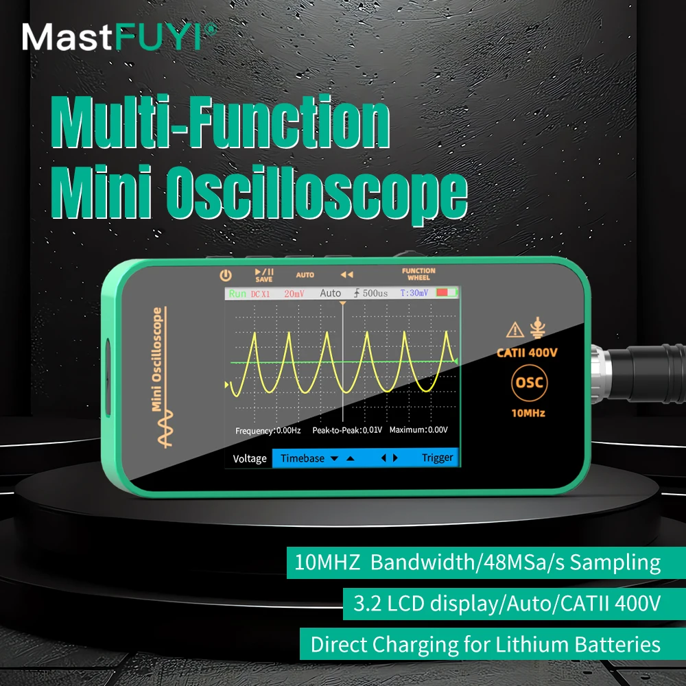 

MASTFUYI FY02 Handheld Digital Oscilloscope Portable 48MSa/s 10MHz Bandwidth Millisecond Waveform Inspection Tool, Anytime Take