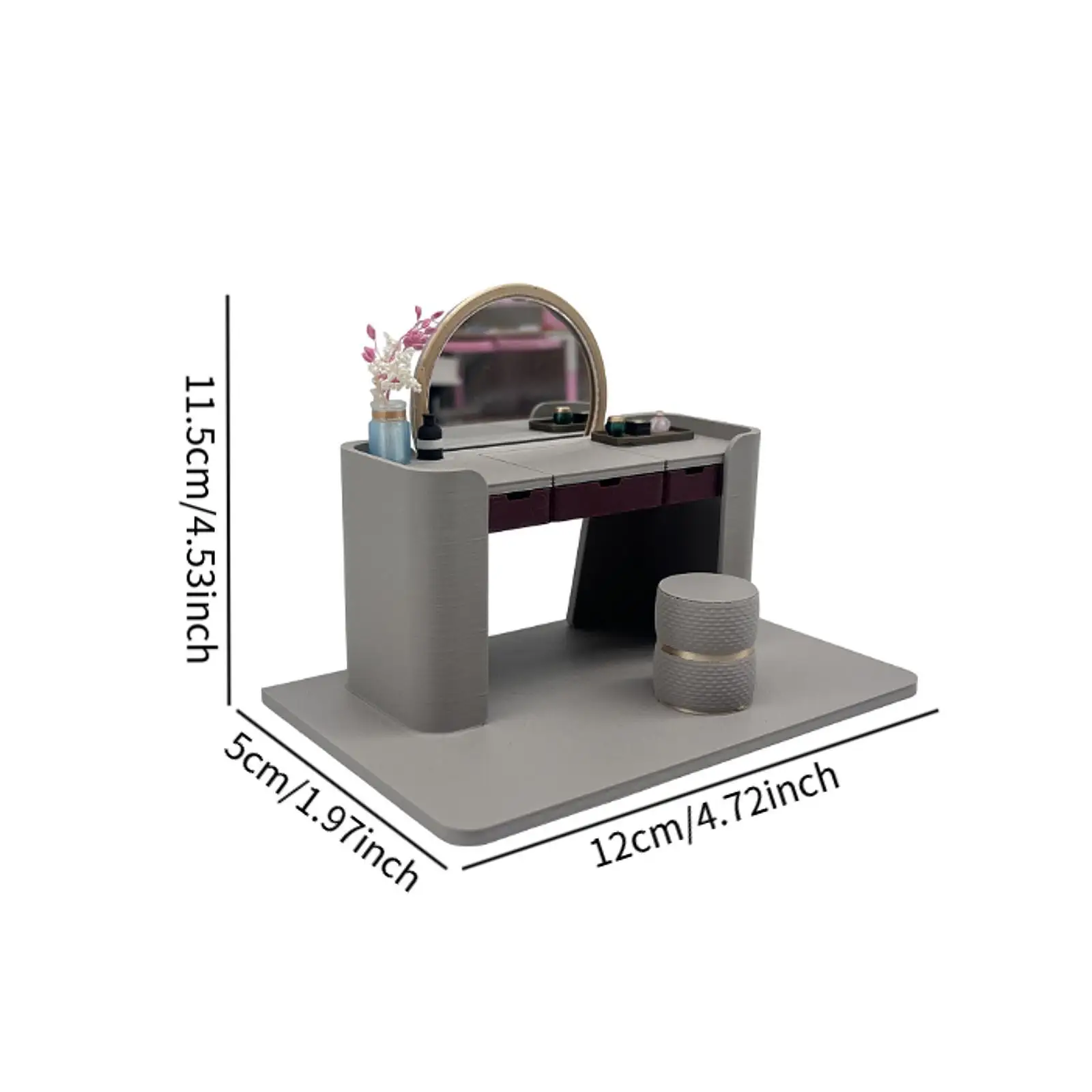 Dollhouse Miniature Vanity Table Model,Tiny,Pretend Play,Simulation,Mini House Accessories,Dollhouse Furniture for Doll House
