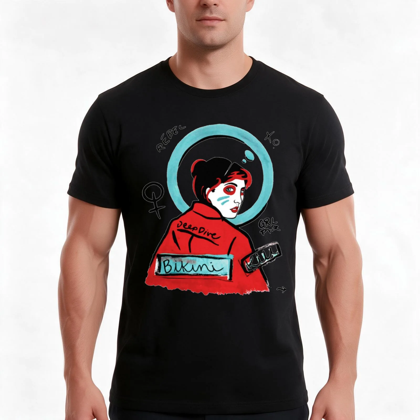 Bikini Kill T-Shirt, Summer Casual Cotton Tee, Oversized Streetwear Tops, Vintage Graphic Print, Loose Fit Short Sleeve