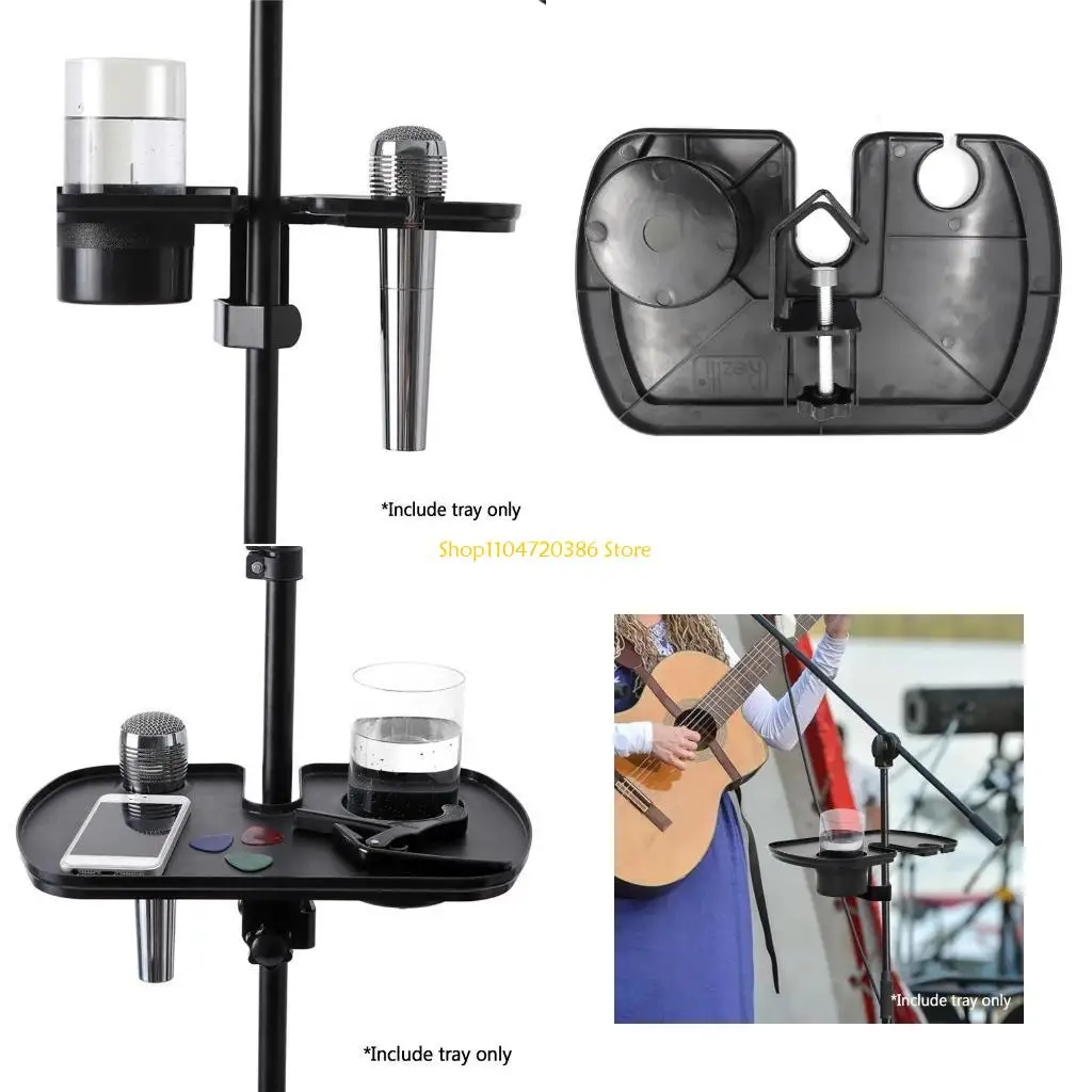 K0EA 30x20cm Sound Card Tray Live Broadcast Microphone Rack Stand with Cup Holder