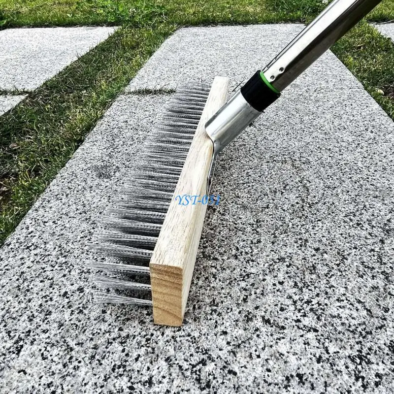 E15A Multipurpose Steel Wire Deck Brush Head for Outdoor Deck Garage Pool Steel Wire Broom For Garden Deck Pool Cleaning