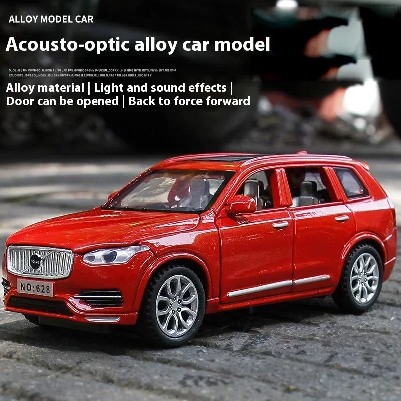 VOLVO XC90 SUV modelo de coche de aleación, juguete de Metal fundido a presión, sonido y luz, adornos de Control Central, regalo para niños, 1:32