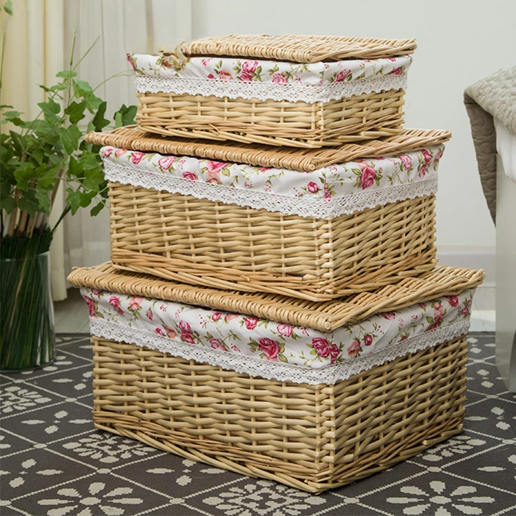 Storage box with lid, rattan weave sorting box, drawer, clothes and clothing storage box, willow weave Baina box, willow weave