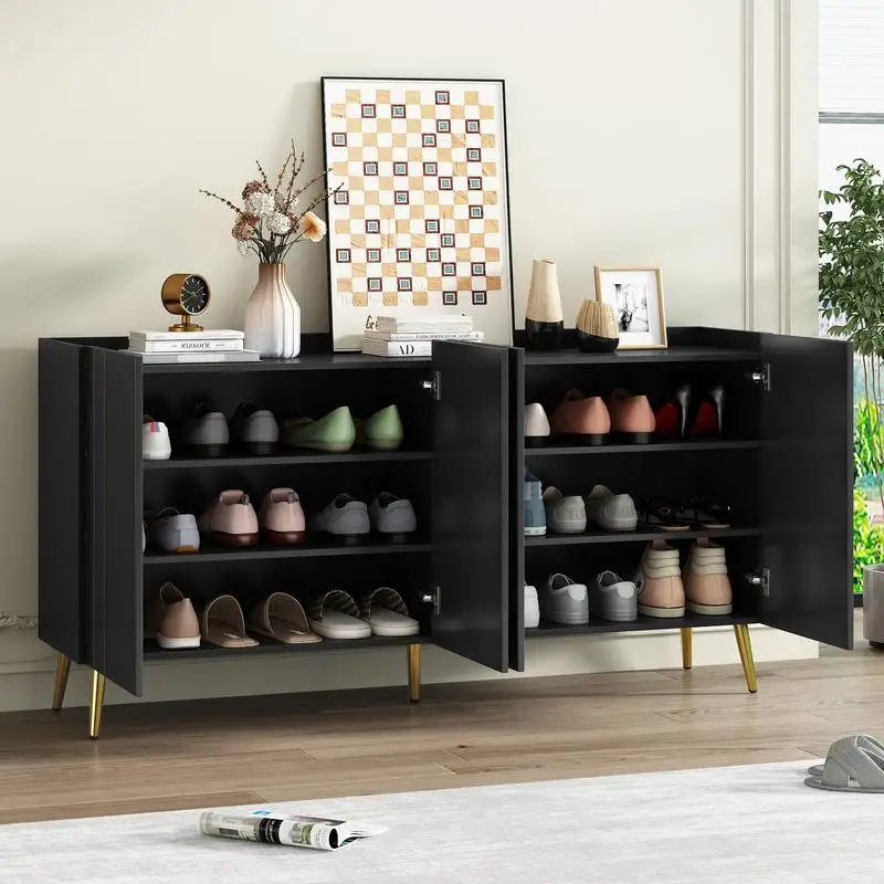 Luxurious Shoe Cabinet with 5 Metal Legs, Modern TV Stand with 4 Adjustable Shelves for TVs up to 70 inches, Minimalist
