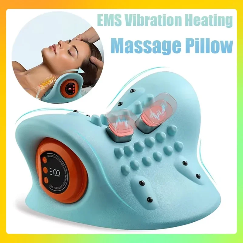 

Electric Cervical Neck Massager Traction Head Acupoint Pillow Shoulder Body Stretcher Therapy Soft Node Heat Function