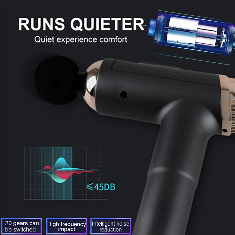 مسدس تدليك العضلات قوي محمول باليد مع فافة اهتزاز 4 رؤوس