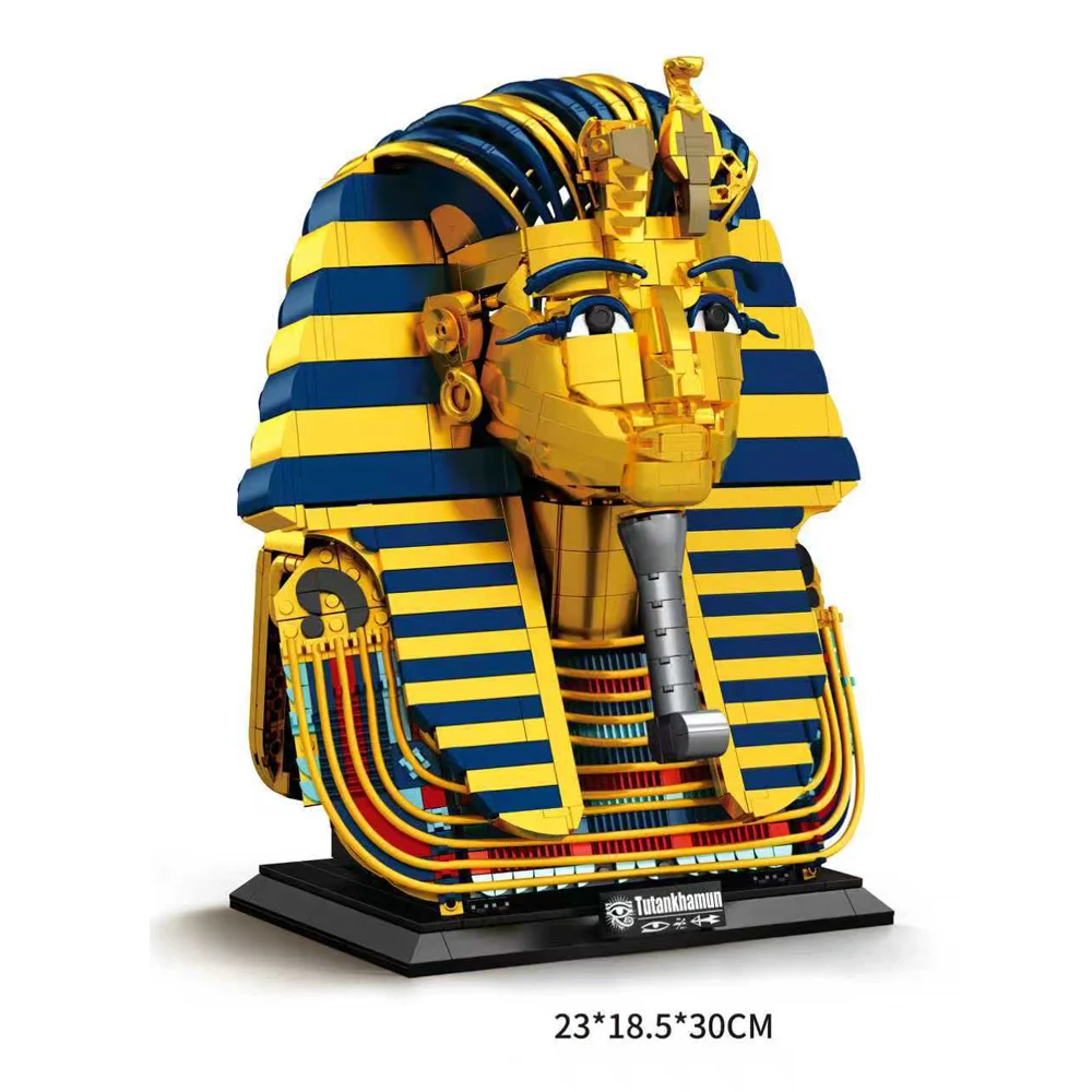 Ancient Egypt Building Blocks Tutankhamun Golden Mask Pharaoh Construction Model Historical Artifact Brick Set Educational Toy