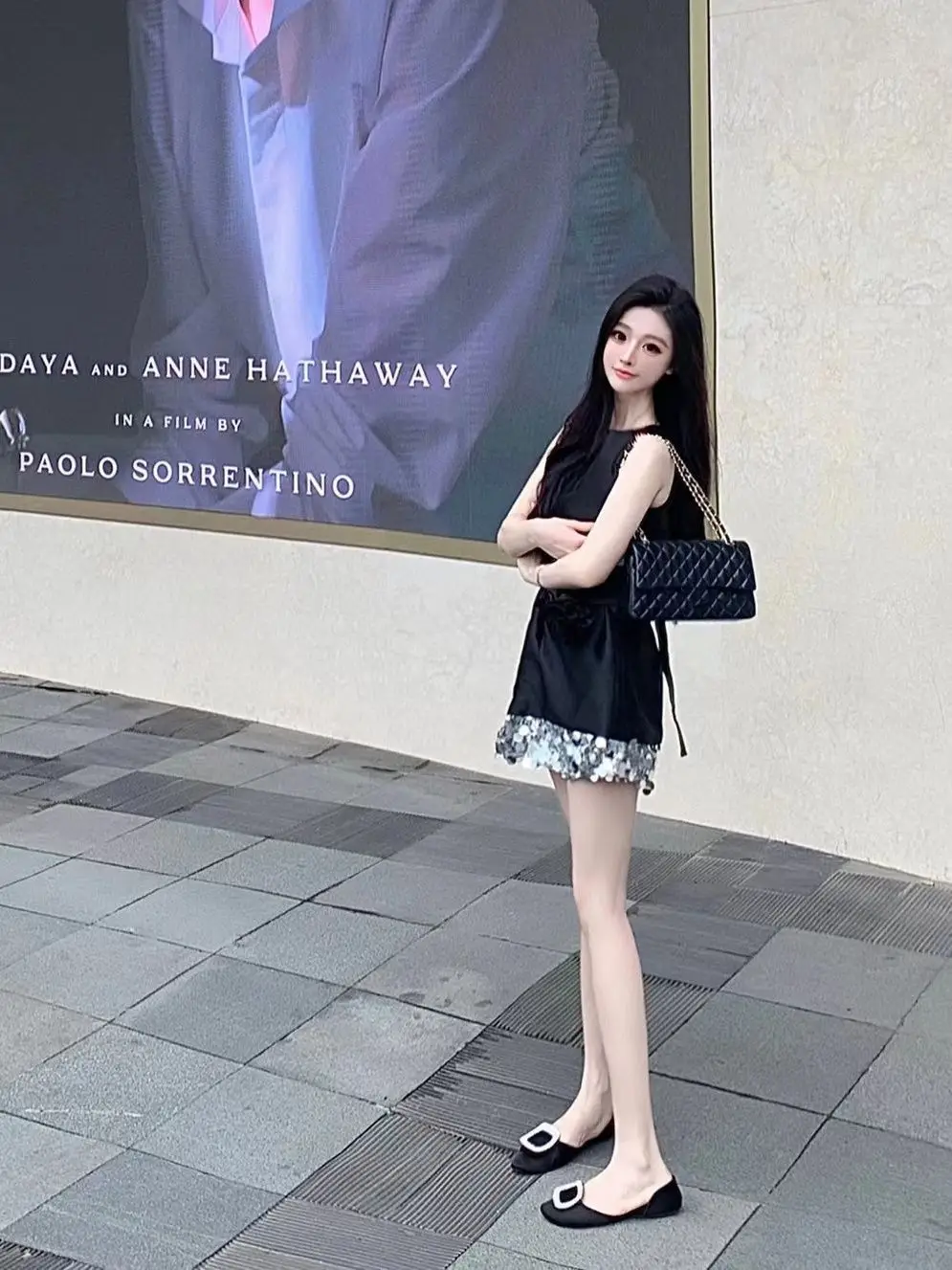 

Two Piece Sets Womens Outifits New Temperature High-end Advanced Three-dimensional Rose Slim Sleeveless Top + Pure Sequin Skirt
