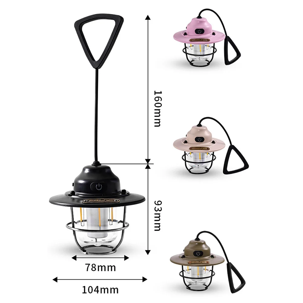 1pc Camping Lanterns Rechargeable Dimming Hanging Tent Light Hiking Fishing Lanterns 7 Lighting Modes 93x104mm Camping Supplies