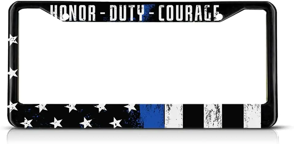 

Thin Blue USA Flag License Plate Frame Blue Lives Matter License Plate Holder Police Support Car Tag Frame License Plate Cover