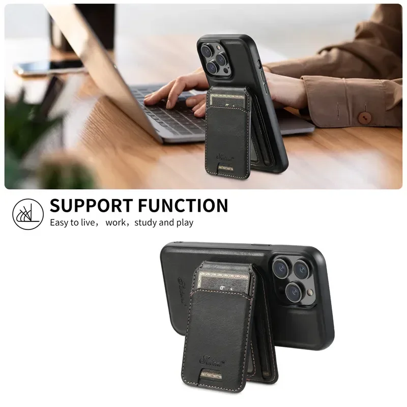 2 in 1 Detachable Magnetic PU Leather for IPhone 15 14 Plus 13 12 Pro Max For Magsafe Wallet with Card Holder Stand Cover