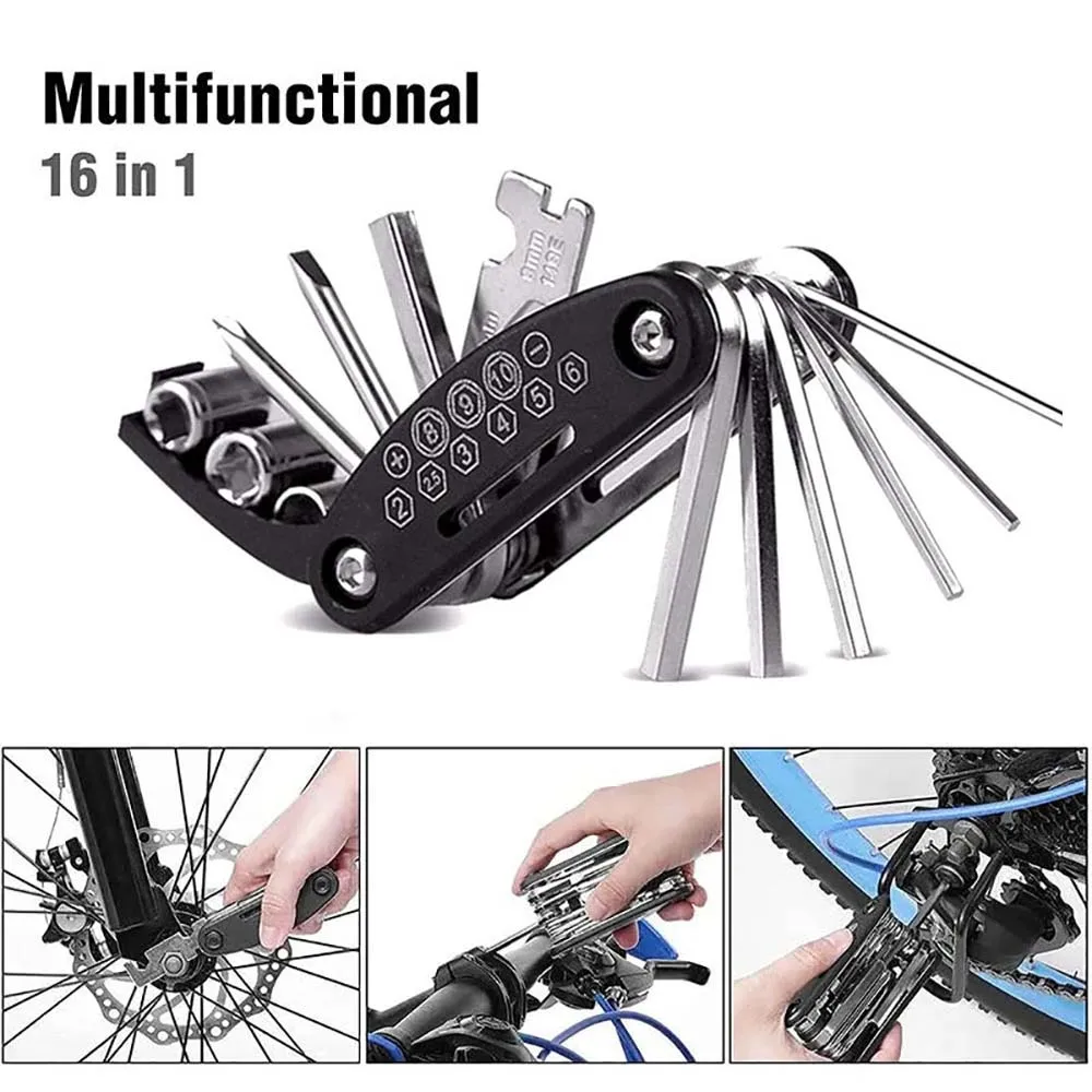 16 in 1 Portable Bicycle Repair Tools Kit Hex Wrench Nut Tire Screwdriver Motorcycle Bicycle Repair Tools