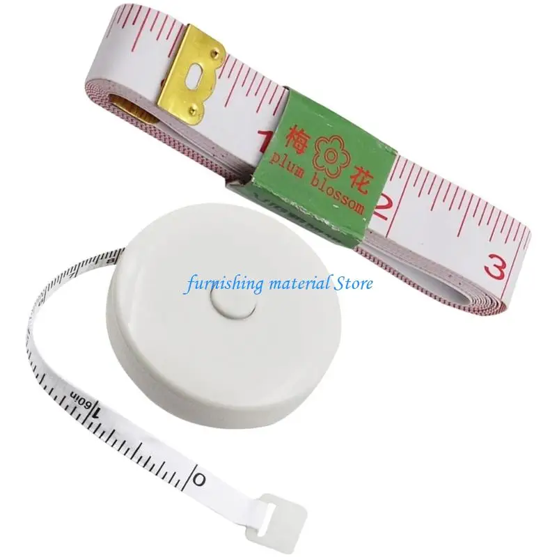 Y5GD Accurate Practical Measurement Devices 150cm Spring Return Tape And 200cm Soft Cloth Measure For Sewing Construction