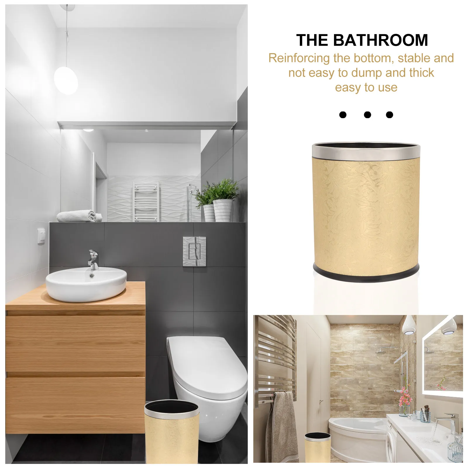 European Style Waste Bin Double Layer Fireproof Trash Can Large Capacity Lidless Household Garbage Container Plastic Round Trash