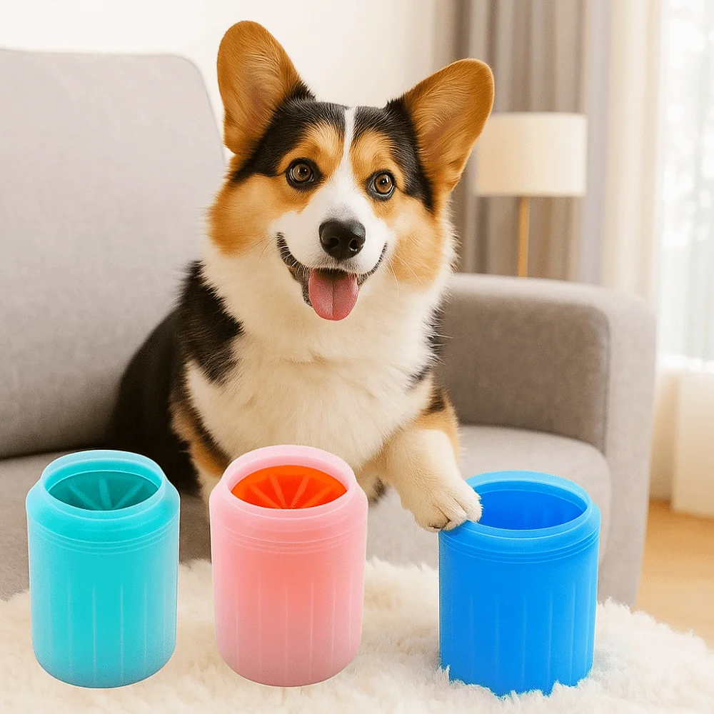 

Portable Silicone Dog Paw Cleaner Cup Soft Waterproof Pet Foot Washing Cup Detachable Quickly Wash Pet Foot Washer Travel