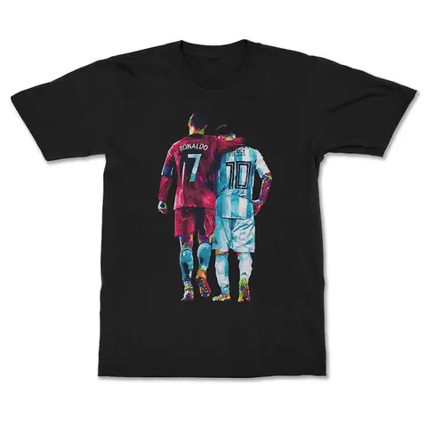 Lionel Messi and Cristiano Ronaldo Cotton Short Sleeve T-shirt Football Legends Cotton Tee Men Women Summmer Casual Streetwear