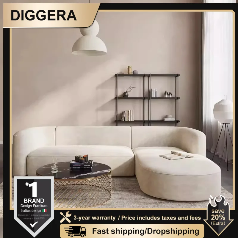 أريكة مخملية حديثة على شكل حرف L مع كرسي أرائك مريحة على الطراز البسيط لغرفة المعيشة وشقة 3 مقاعد