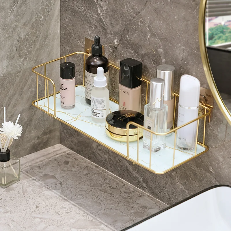 Gold storage rack without punching bathroom shower gel storage rack cosmetics and toiletries storage bathroom organizer shelves