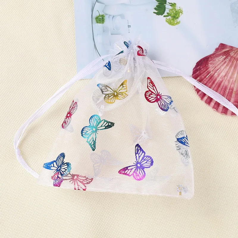 100 sacchetti regalo con coulisse in organza a farfalla, sacchetti in organza, sacchetti per caramelle, gioielli, per matrimoni, feste, baby shower, San Valentino