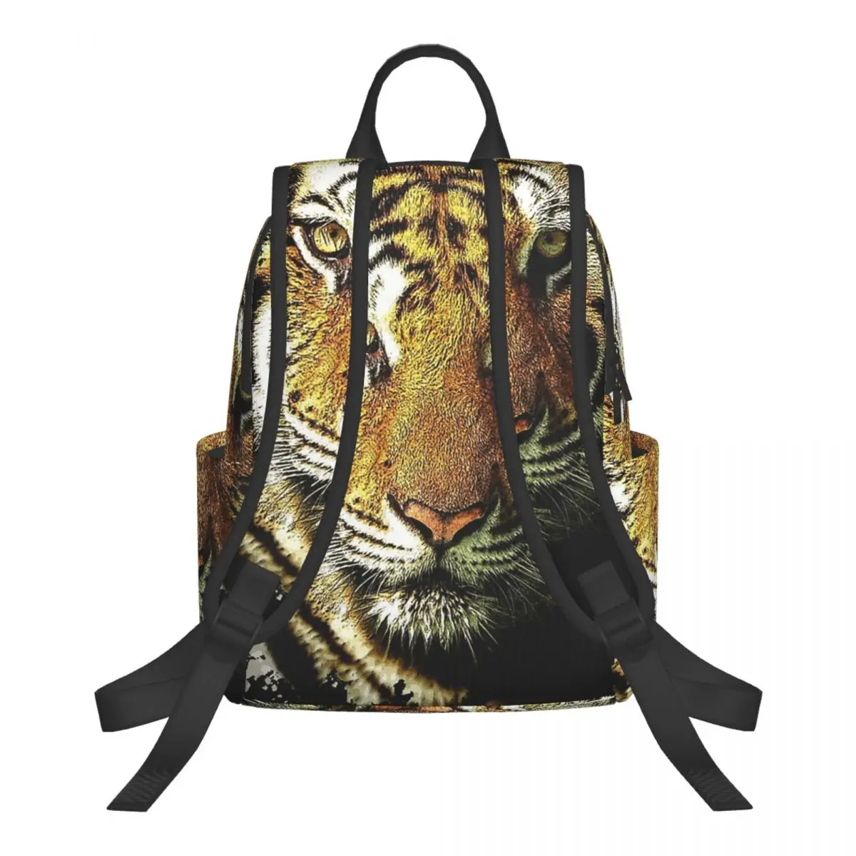 Realistic Tiger Print Design Student Backpack School Bag Hiking Travel Daypack for Men Women Bookbag Shoulder Bags