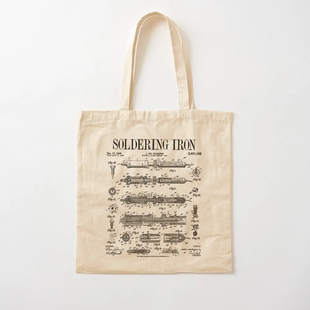 

Soldering Iron Electrician Electronics Repair Vintage Patent Tote Bag Lady bags reusable shopping bag Canvas Tote Bag