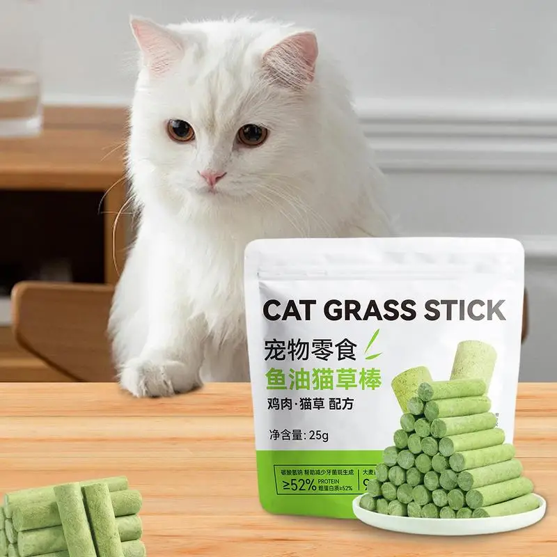 Cat Chew Toy for Teeth Cleaning Outdoor Cat Grass Snack Stick Teething Cleaning Chew Stick Hairball Removal Cat Grass Chewing