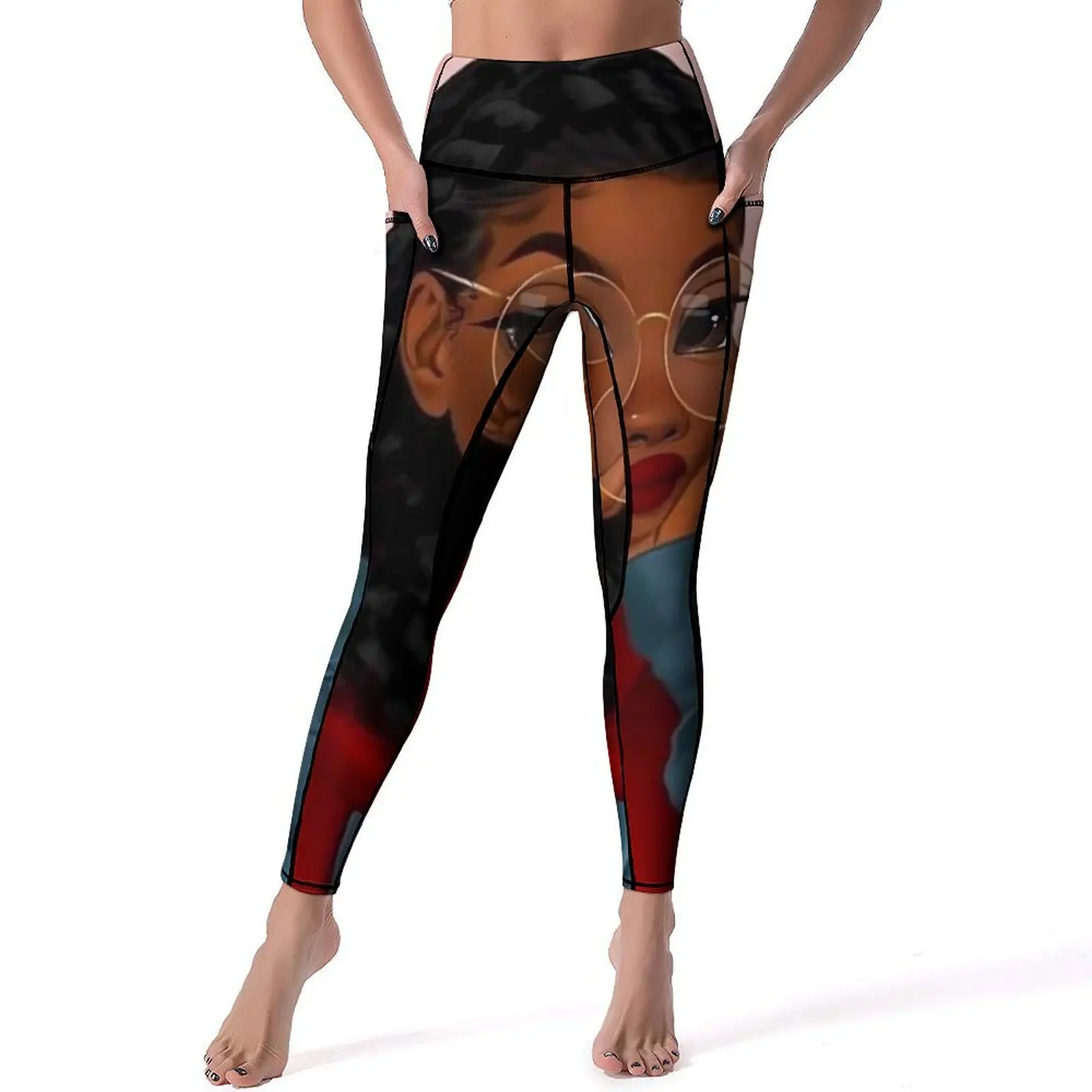 

Ladies With Red Lips Yoga Pants Sexy Pretty Afro Girl Graphic Leggings Push Up Gym Leggins Lady Vintage Stretch Sports Tights