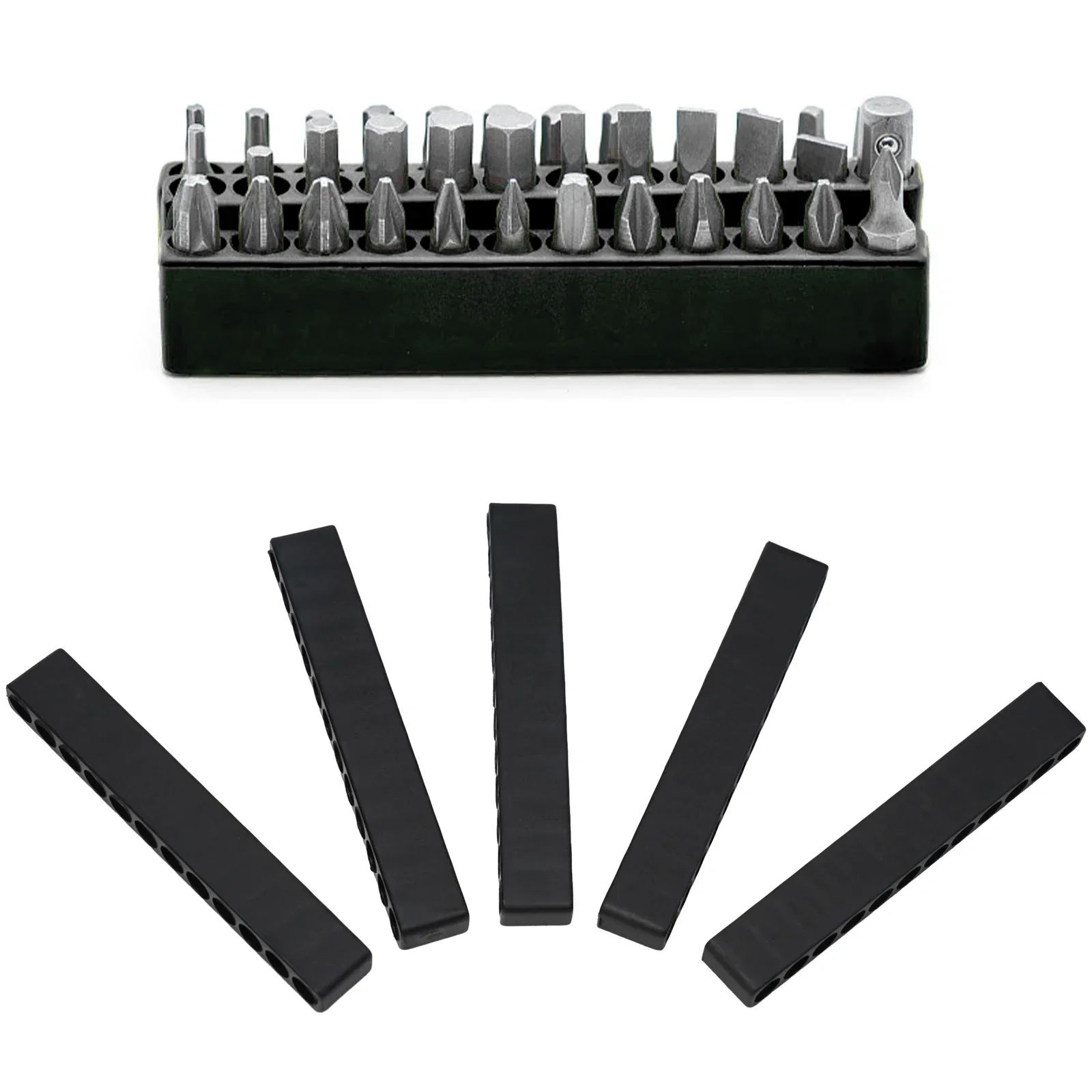 

5pcs Screwdriver Bit Holder 12 Hole 1/4 Hex Shank Black Screwdriver Plastic Screwdriver Storage Power Tool Accessories