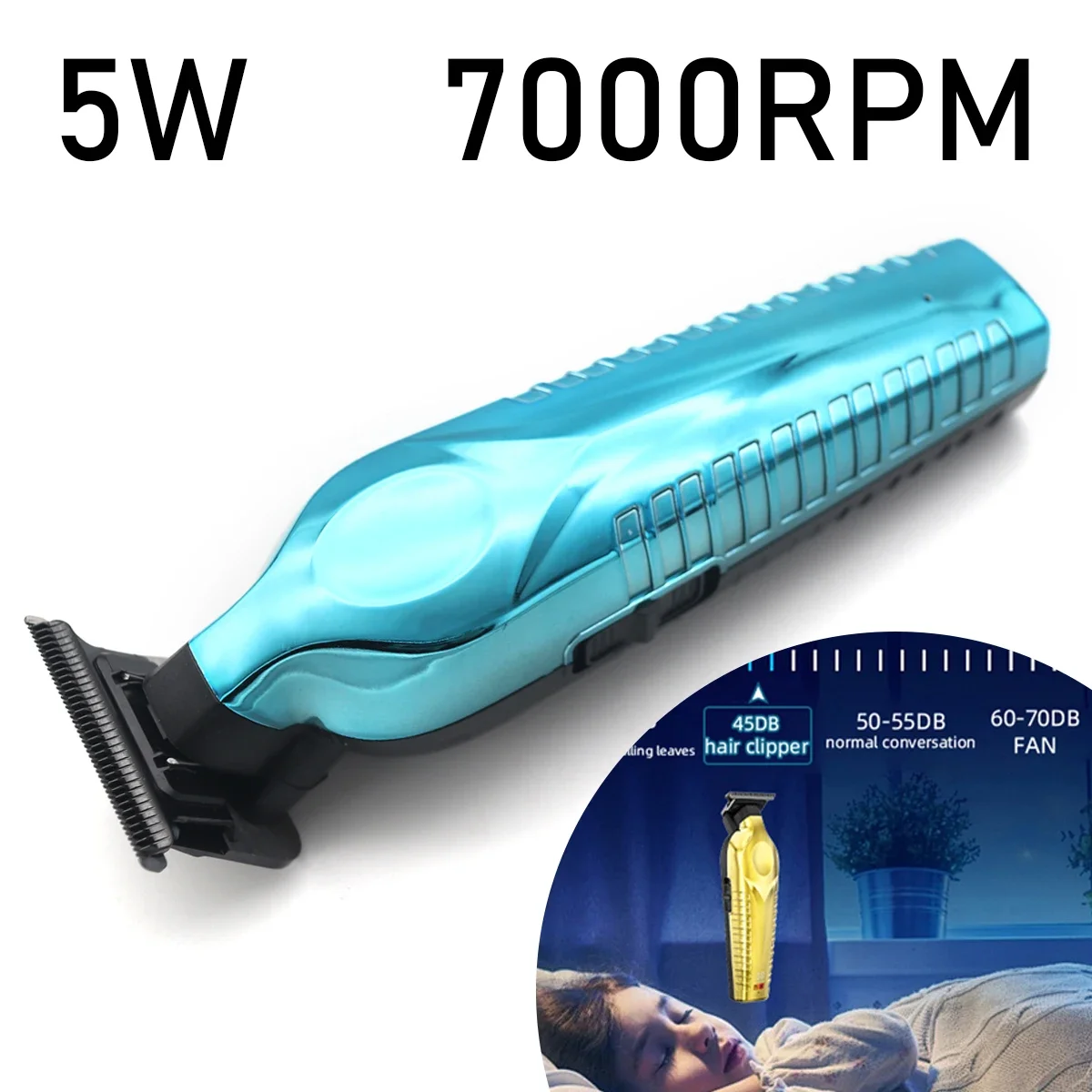 Men's Professional Hair Cutting Machine with DLC Blade 7200RPM T-Blade Barber Tools Bundle