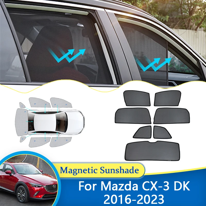 For Mazda CX-3 DK 2016~2023 Magnetic Sunshade Windshield Window Visor Sun Shields Shades Curtain Net Mesh Cover Car Accessories