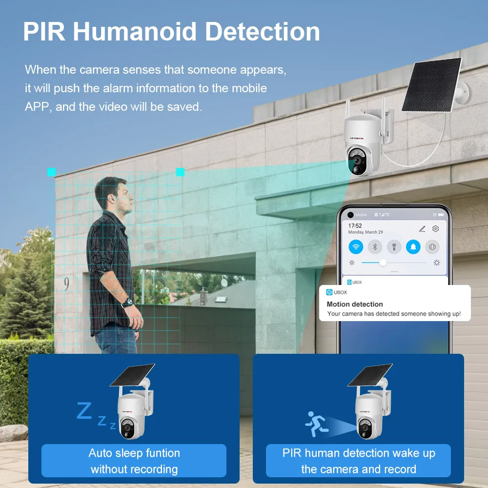 LS cig4-Caméra de sécurité extérieure sans fil avec panneau solaire, surveillance de protection, batterie intégrée, caméra PTZ, Wi-Fi, 4MP