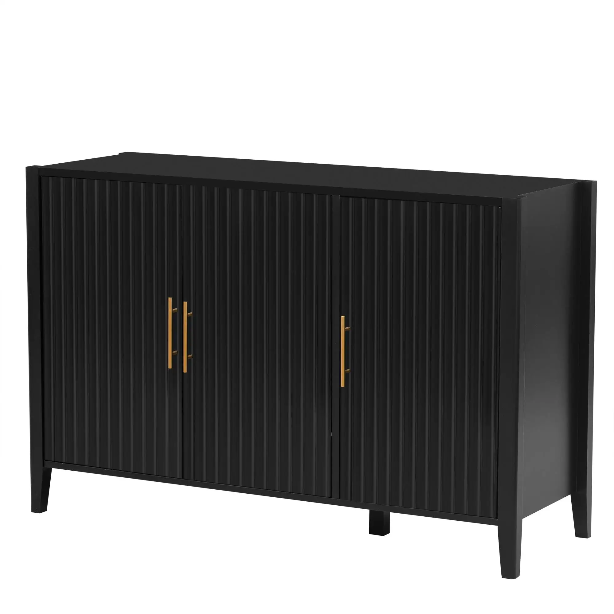 Stylish 3-Door Storage Cabinet with Metal Handles - Ideal for Hallways, Living Rooms, and Studies