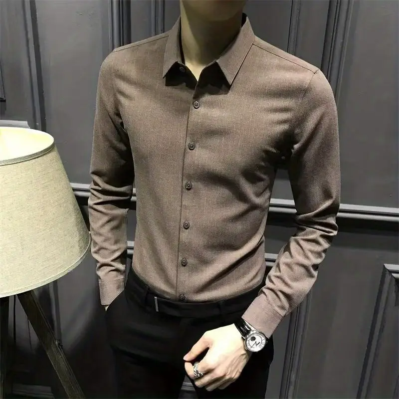 

Long Sleeved Shirt Men's Premium Korean Version Casual Slim Fit Men's Shirt High-end Business Men's Clothing