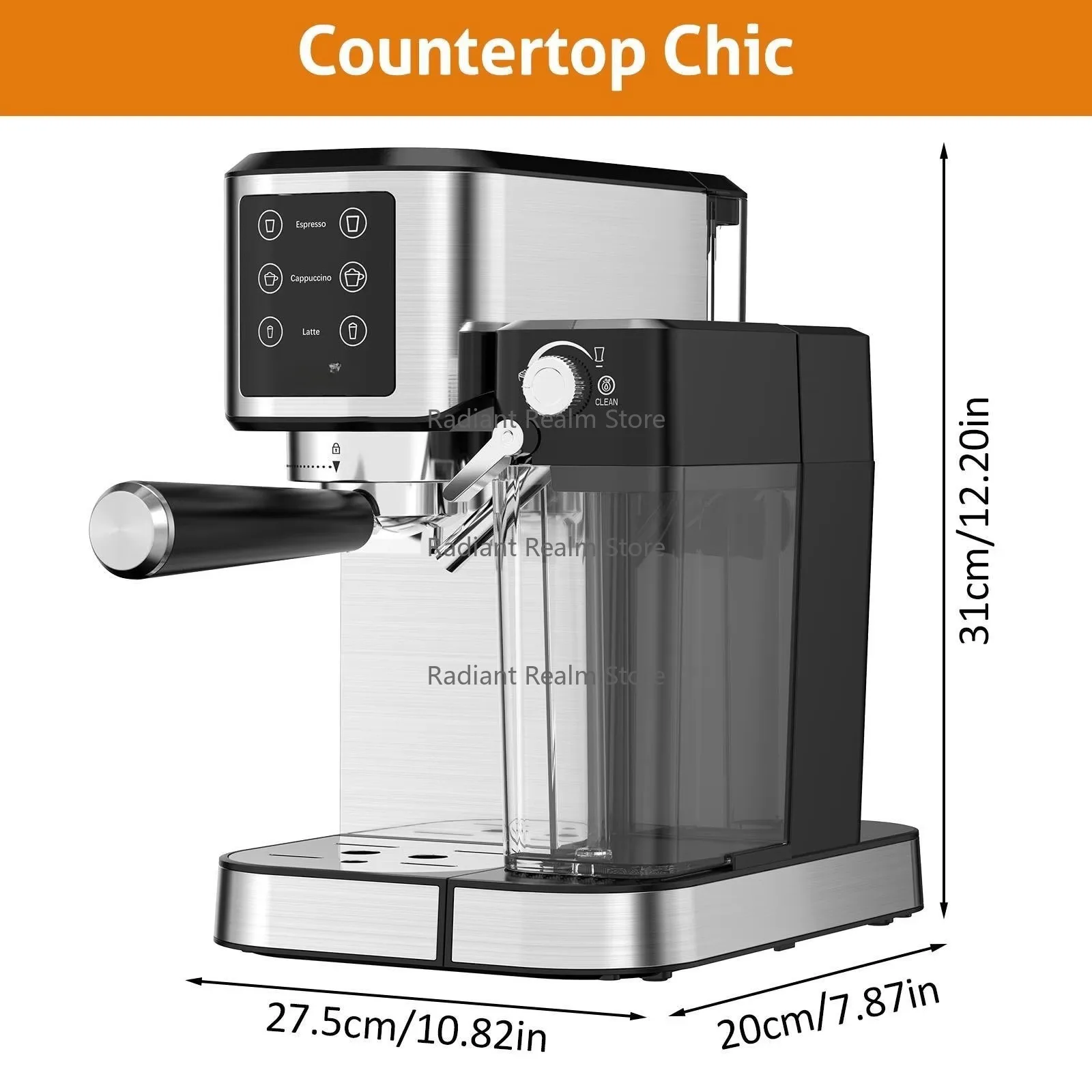 Professional Hot Selling Steam Espresso Touch Color Screen Cappuccino Maker Stainless Steel Coffee Maker Espresso Machine With M