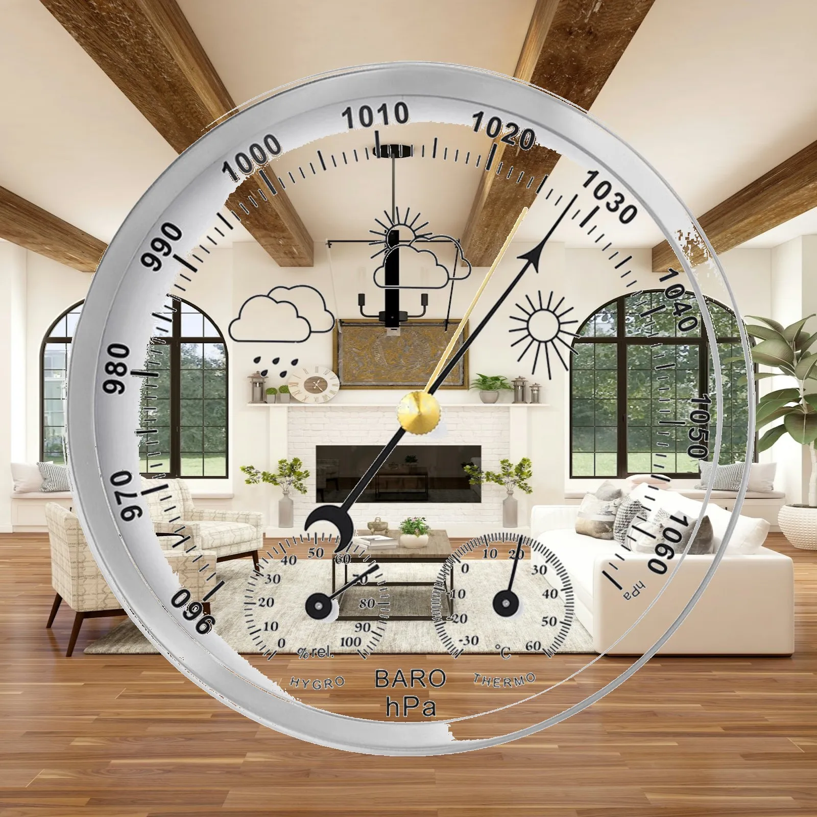 Alloy Barometer Thermometer Hygrometer Compact Weather Forecast Device for Outdoor Fishing