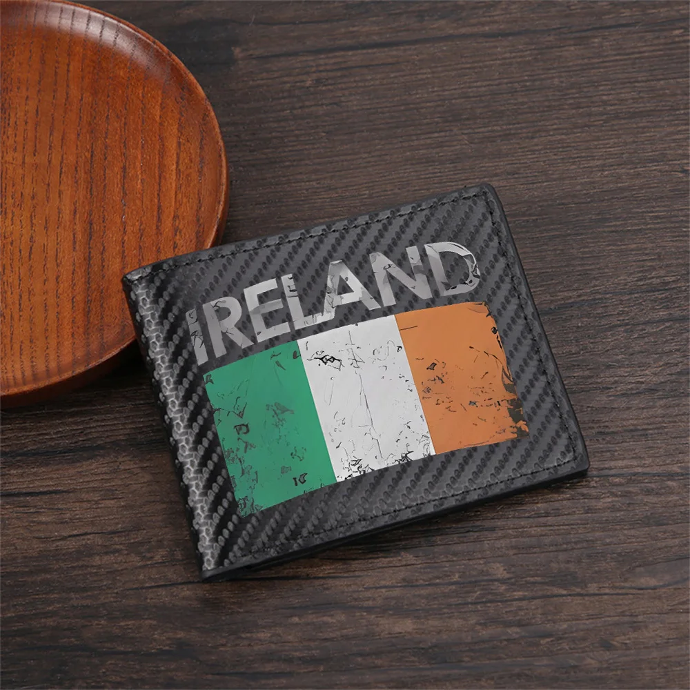 Flag of Ireland with white green orange Men's Wallets Simple Business Modern Stylish Printing Design Gifts For Father Boyfriend