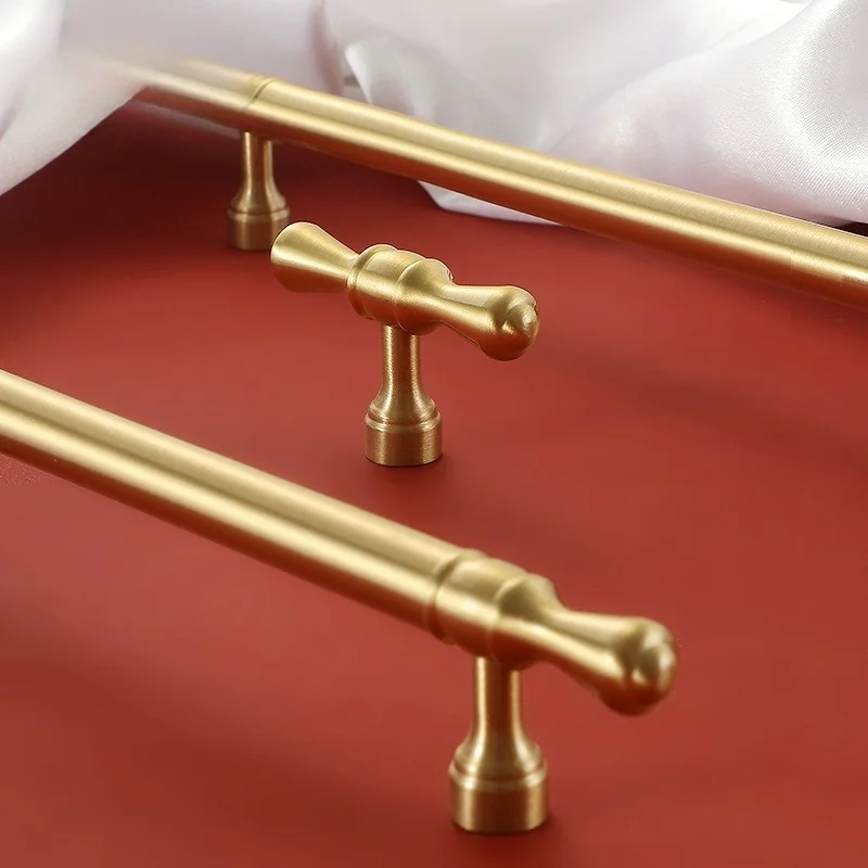 Satin Brass Cabinet Door Handles and Knobs Antique Drawer Pulls Vintage Kitchen Cupboard Handle Wardrobe Hardware American Style