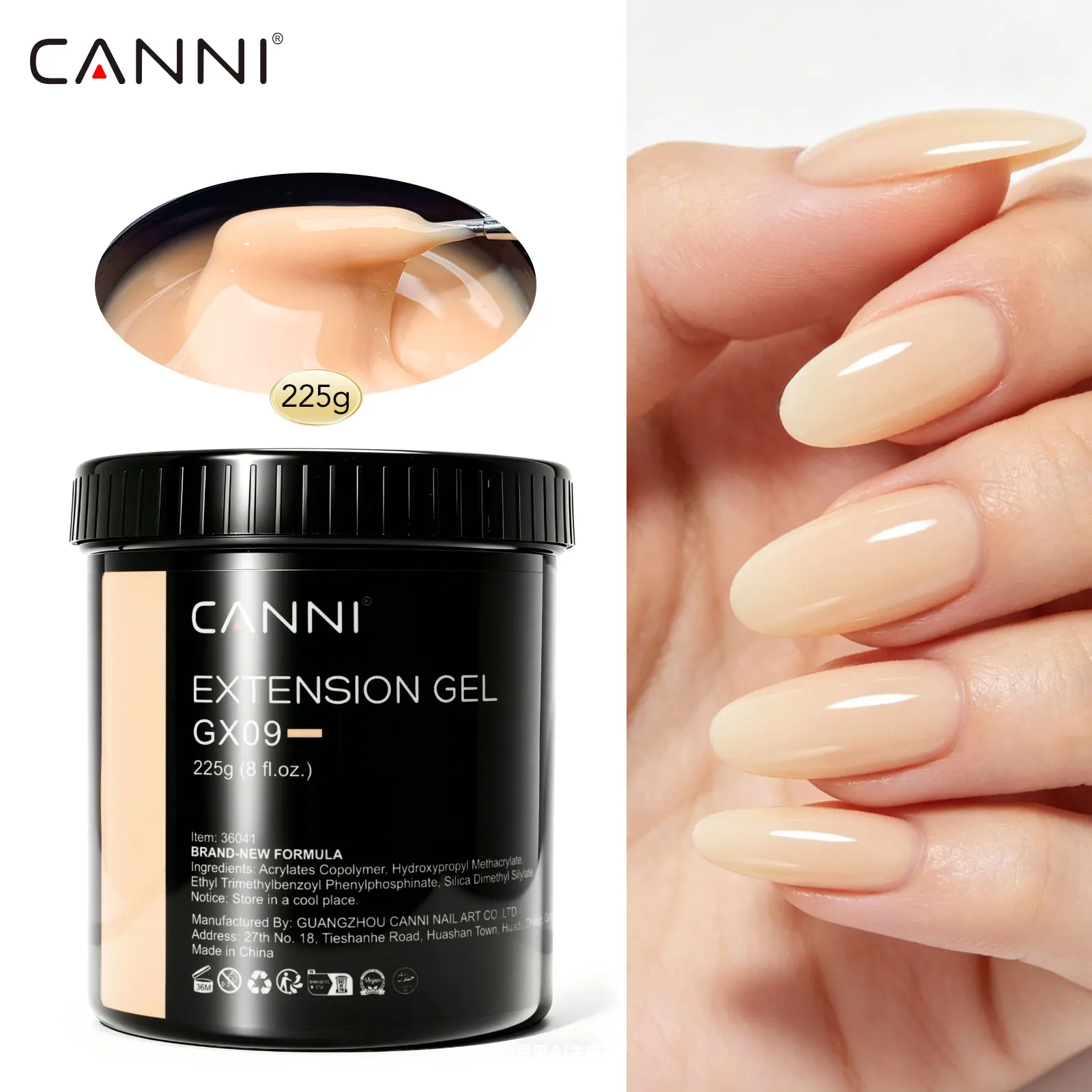 CANNI 225g Refillment Camouflage Gel No Burning Self Leveling Fast Builder Soak Off UV Construction Hybrid Nail Gel Polish