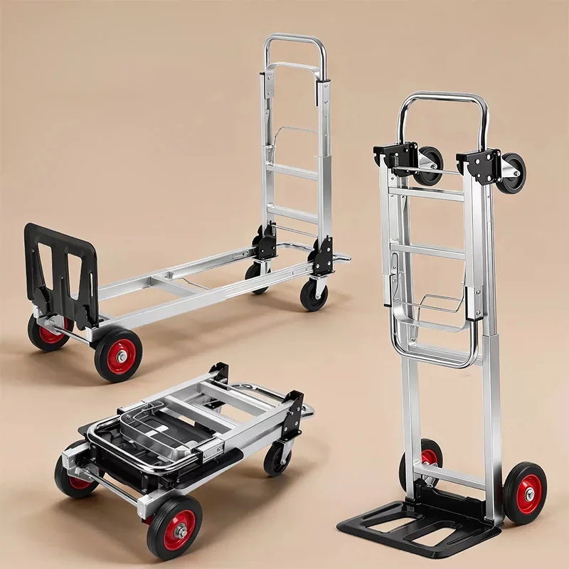 Multifunctional Hand Cart Portable, Foldable, and Telescoping Flatbed Hand Cart Logistics and Warehouse Luggage/Parcel Transport