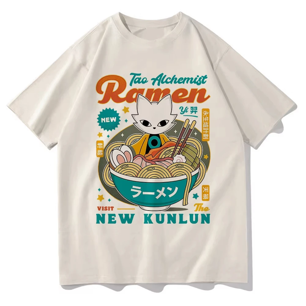 Summer Nine Sols Yi Ramen Children's Clothing Aesthetic Funny Cute Cat Noodle T-shirts High Quality Cotton Kid Oversized t-shirt