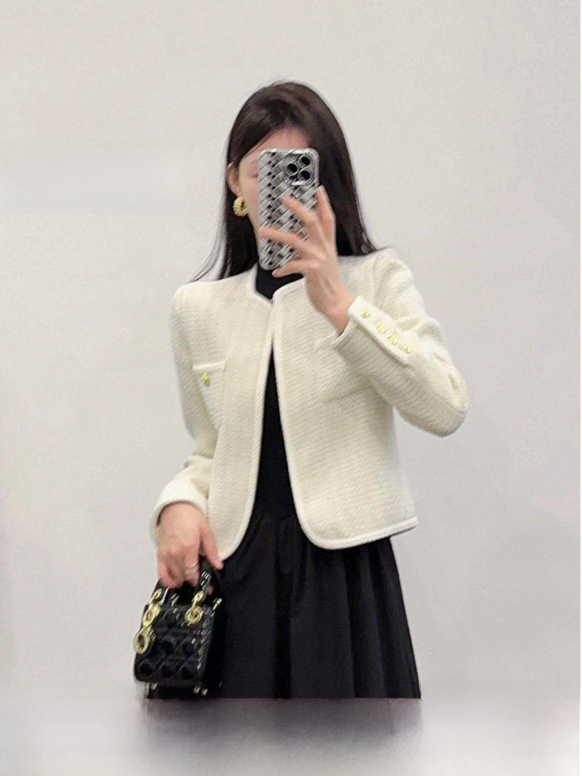 

EUSKY IIWAN Commuter Style Short Coat Long Sleeve Ladylike Fragrance Style Women's Fashion Spring Season Color Jacket