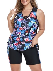 Print Large Plus Big Size Tankini 2026 Two Pieces Swimsuit Women High Waist Swimwear Female Bathing Swimming Swim Suit Bathers