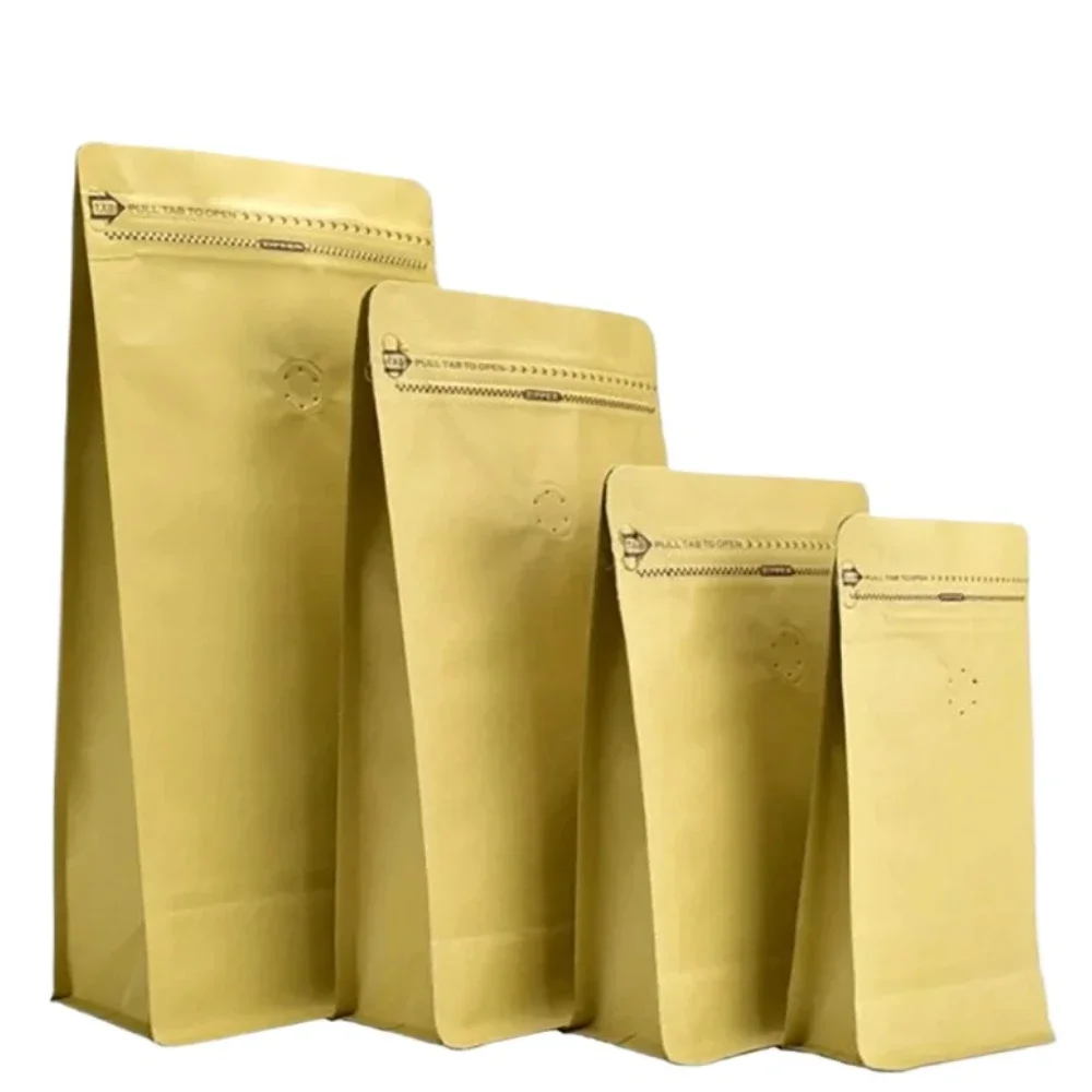 50pcs 250g 500g 1kg Eco Friendly Bag Stand Up Zipper Pouch Kraft Coffee Paper Bag Coffee Pouch