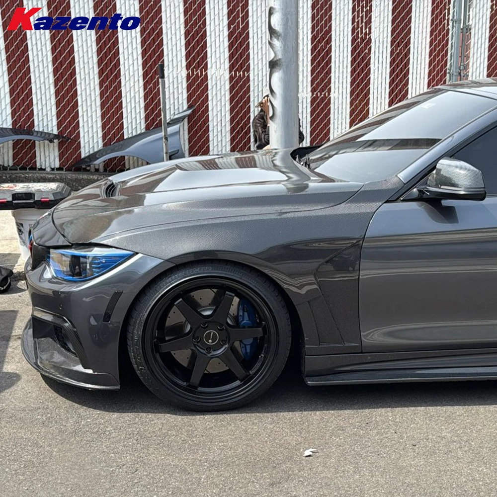 For BMW 13-20 4 Series F32 F33 F36 KZ Style Front Vented Cooling Fender Pair Carbon Fiber