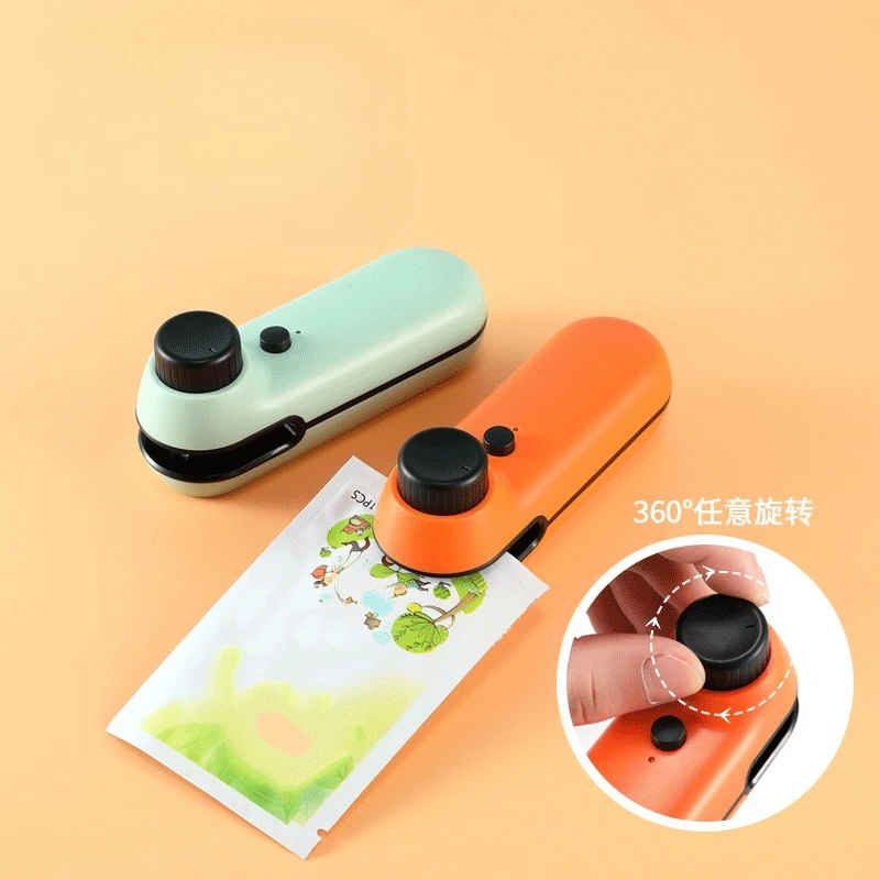 

Handheld Plastic Bag Heat Sealer USB Rechargable 2 In 1 Mini Sealer Clip For Snack Storage