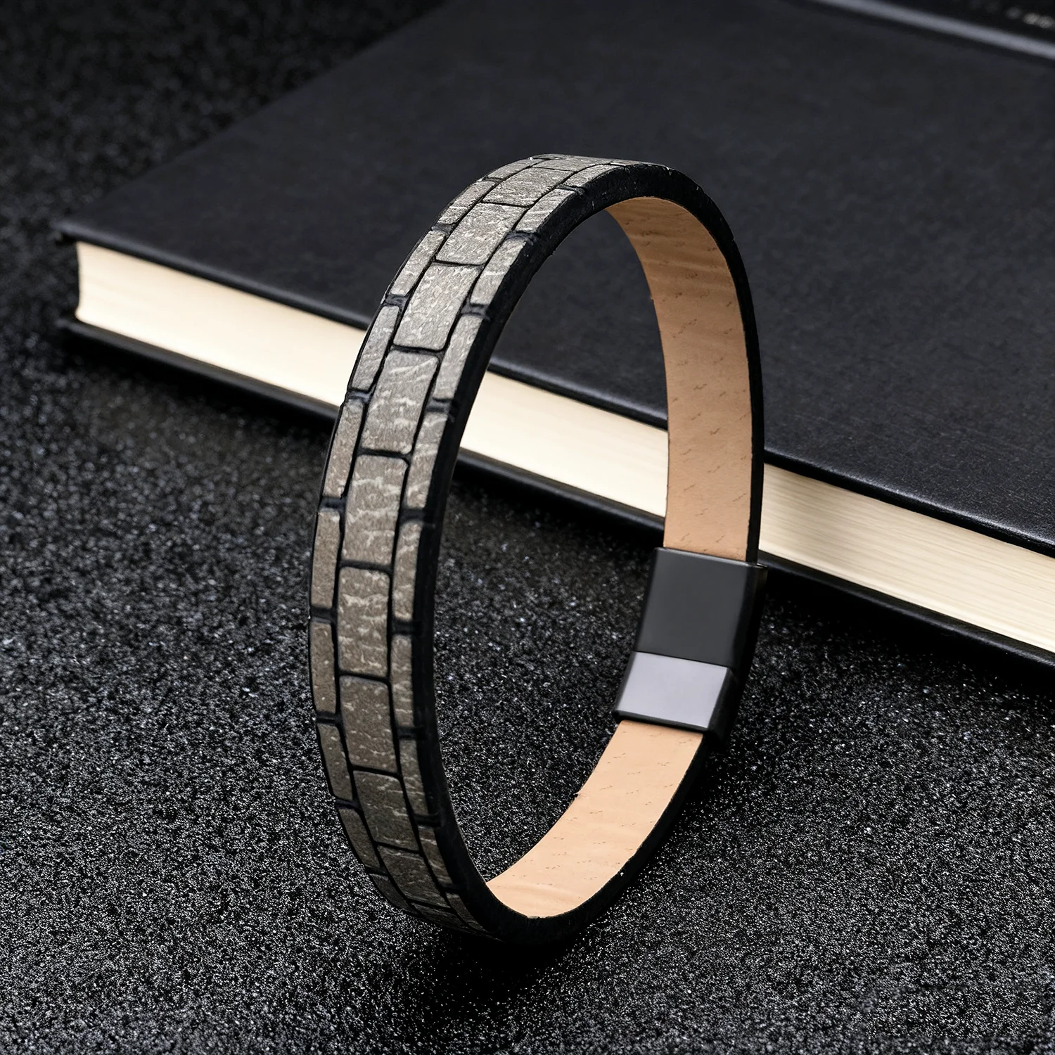 Multi Color Leather Bracelet for Men Minimalist Stainless Steel Clasp Fashion Jewelry Gift Color Options